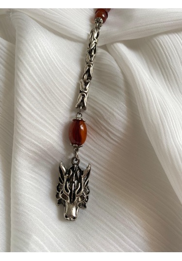 İlknur Doğal Taş Evi Kurt Püsküllü Ateş Kehribar Tesbih Kutulu