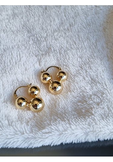 Özel Kaplama Gold 3 Lü Top Küpe Altın