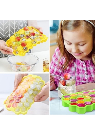 37 Bölmeli Slikon Petek Şeklinde Buz Kalıbı 5224 Çok Renkli