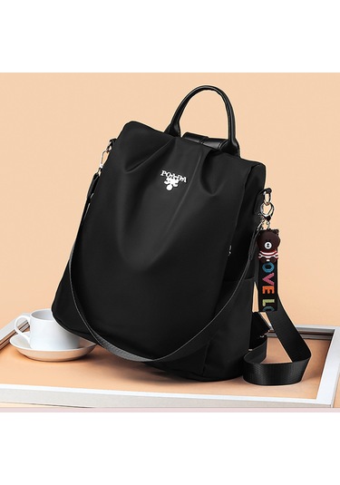 Geeksen Kadın Nylon Anti-calım Çift Omuz Çanta, Çoklu Cepli, Su Geçirmez, Okul/seyahat/alışveriş İçin, Siyah + Hediye Askı Çok Renkli