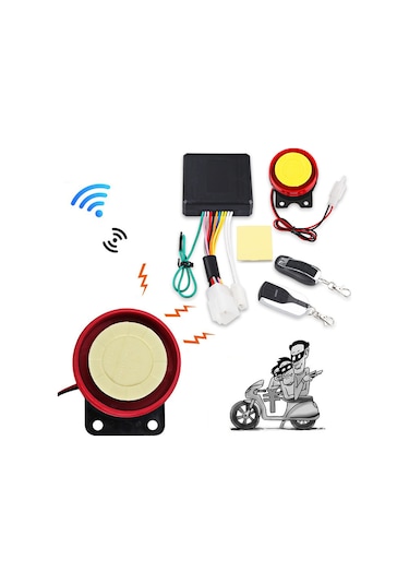 Motosiklet Alarmı, Motosiklet Hırsızlık Önleme Cihazı, Araç Hırsızlık Önleme Güvenlik Cihazı, Tek Anahtarla Çalıştırma, Motor Durdurma, Araç Arama, Çift Uzaktan Kumandalı Korna Alarmı
