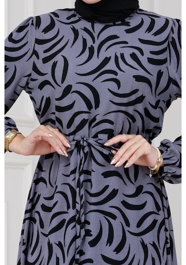 Beli Tünelli Karin Elbise-gri-5333 Gri