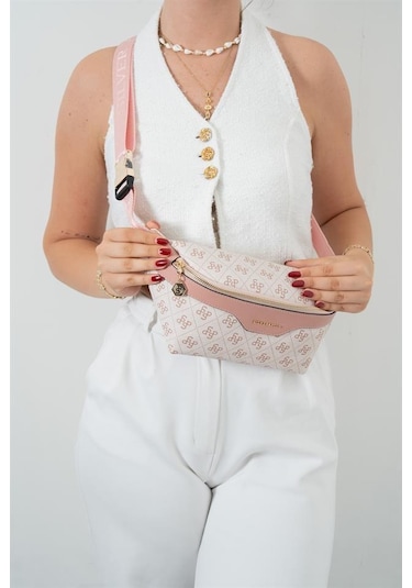 Silver Polo Sp1192 Kadın Bel Çantası Monogram Pembe-somon