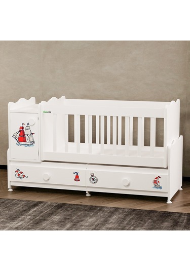 Garaj Home Pırlanta Denizci Uzayan Dolaplı Beşik Beyaz