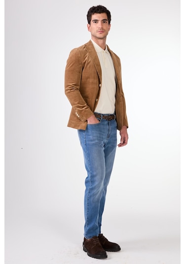 Dufy Bej Erkek Ceket - Slim Fit Bej