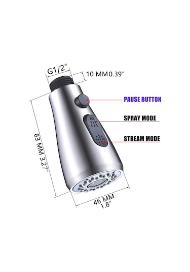 Xiyyadms G1/2 Bağlantılı Mutfak Musluğu Atomizer, 3 Ayarlı Abs Plastiği, Çizgili Bn Finishli Değiştirme Parçası Diğer