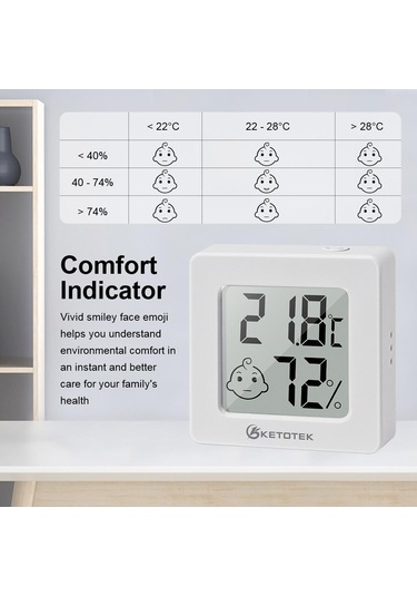 Ketotek Mini Dijital Higrometre Termometre Kapalı Higrometre Ölçer Sensörü Nem Ölçer Odası Lcd Termometre Sıcaklık