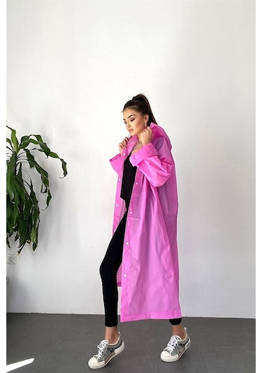 Marlux M21M Unisex Kapüşonlu Çıtçıtlı Eva Yağmurluk - Pembe