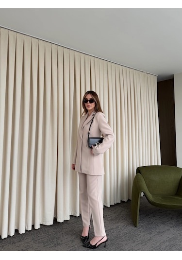 Laluvia Taş Belden Oturtma Blazer Ceket - 9684 Taş