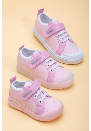 Şirinbebe Şiringenç Keten Pembe Kız İlkadım Bebek Çocuk Ayakkabısı-2896-pembe Pembe