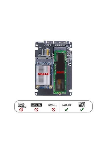 Sata 3 To M.2 Ngff Msata Ssd Çavirici Kart Sata M2 Dönüştürücü