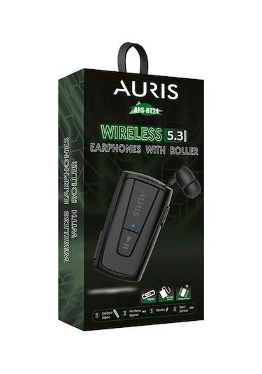 Auris BT24 Bluetooth 5.3 Makaralı Yaka Klipsli Kulak İçi Kulaklık