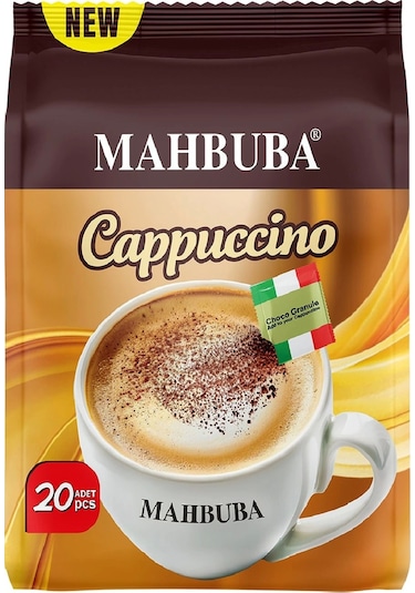 Mahbuba Çikolata Soslu Bol Köpüklü Granule Cappuccino Hazır Kahve 20x25gr Granül