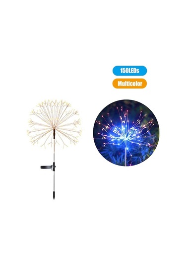 150 Led Güneş Enerjili Çiçek Ateşi Işık Zinciri, İki Işık Modu, Ip65 Su Geçirmez, 600mah Batarya, Bahçe/çim Alani Aydınlatması Çok Renkli Çok Renkli