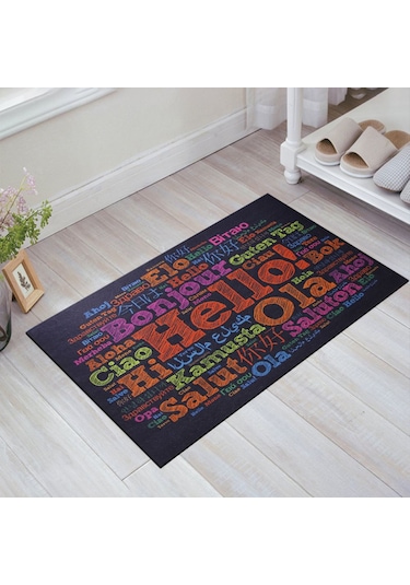 Farklı Dillerde Merhaba Yazılı Kauçuk Kapı Önü Paspası