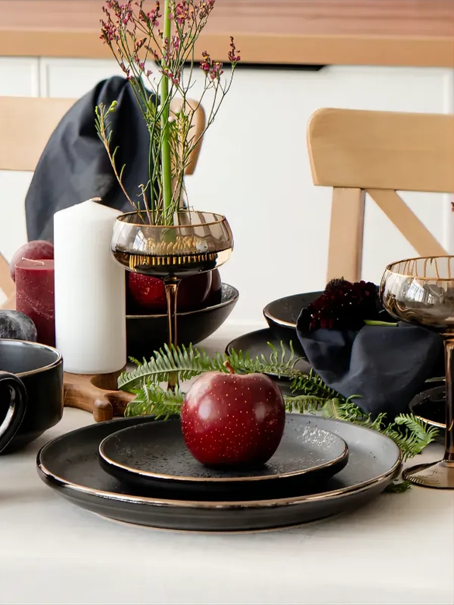 Korall Elite Black 26,5 Cm Düz Yemek Tabakları 2'li Set 32448970 Siyah