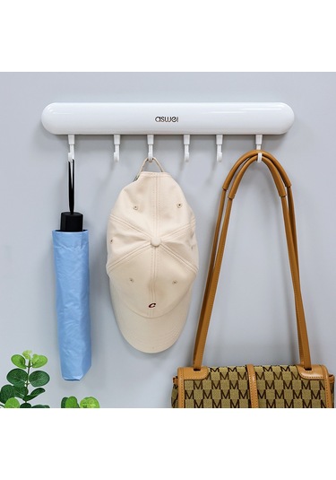 Mufunye Banyo Duvarlı Çekmeceli Takoz - Delme Yok, 5 Kg Yük Kapasitesi, Siyah 6 Adet Hareketli Halka, Havlu Ve Giysi Asma İçin Dayanıklı Yapı Diğer