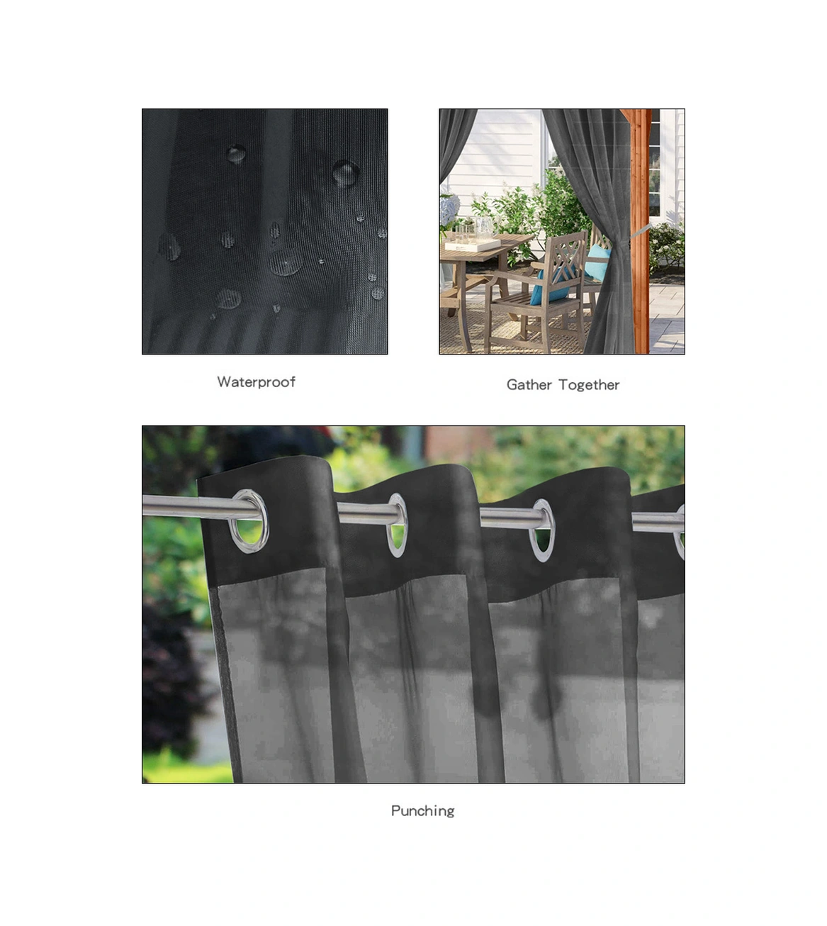 Youmex Siyah Tekli Perde, Su Geçirmez Ve Uv Koruyucu, Poliester Malzeme, Delikli Tip, 132x183 Cm, Ev Ve Dış Mekan Uygun Siyah