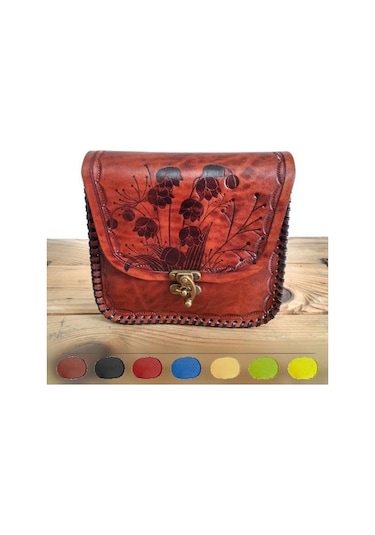 El Yapımı Deri Çanta Bayan Kahve Kahverengi