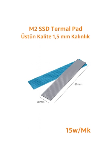 M2 Ssd Termal Pad - Gri Renk 1,5 Mm Kalınlık 80x20 Mm 15w/mk