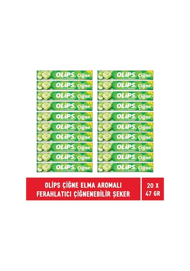 Olips Çiğne Elma Aromalı Ferahlatıcı Çiğnenebilir Şeker 20 x 47 G
