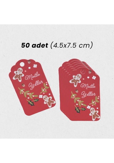 Mutlu Yıllar Yazılı Hediye Etiketi, Yeniyıl Ginger Man Paketleme