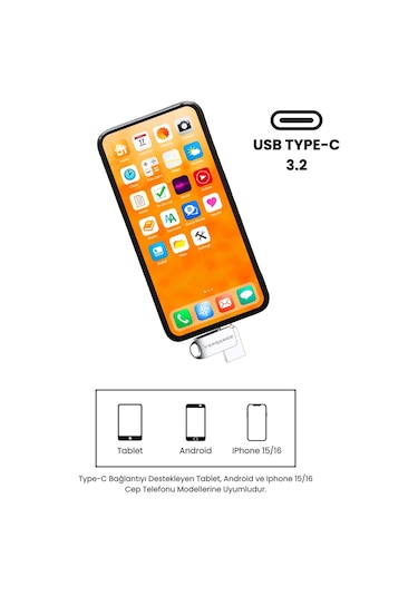 Sprange 64 Gb Flash Bellek Usb 3.2 Ultra Typec Otg Android/pc/Apple Uyumlu iPhone 15/16/17 Ipad Tak Çalıştır