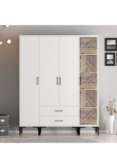 Variant Kumsal 4 Kapılı Stp Gardrop - Beyaz / Beyaz