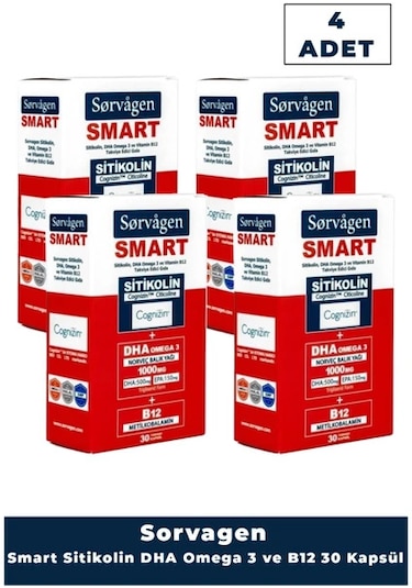 Sorvagen Smart Sitikolin Dha Omega 3 Ve B12 30 Kapsül 4 Adet