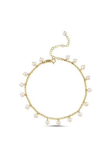 İncili Zincir Bileklik 4,5 Mm 21 Cm / Sarı Sarı Sarı Altın