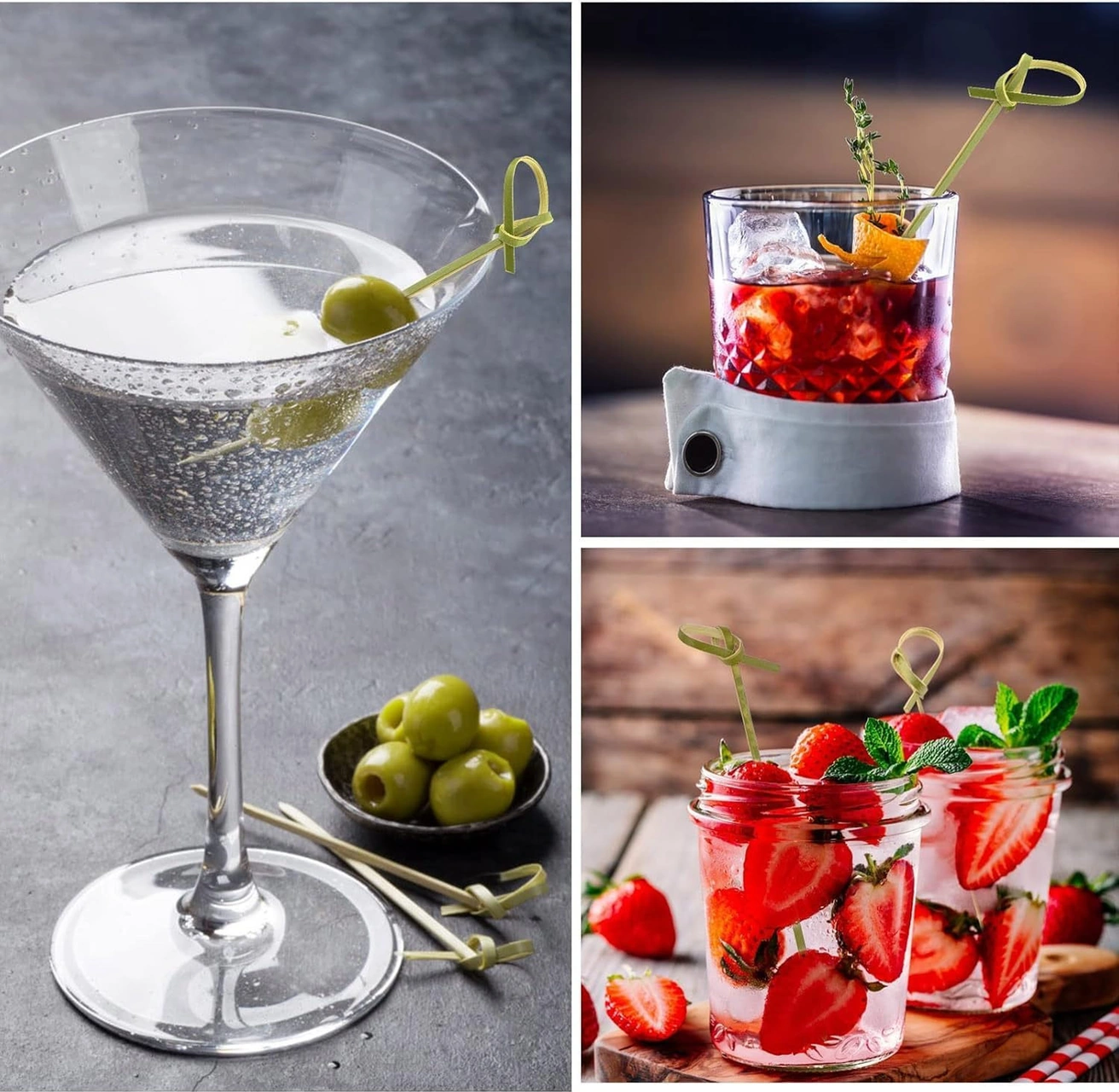 Mufunye Yeşil Bambu Kokteyl Şişleri 200 Adet, 12 Cm - Meze, Tatlı, Sebze İçin Uygun, Hafif Ve Kolay Kullanım Yeşil