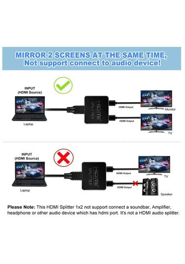 Homyl Splitter 1 In 2 Out 4k 3d Sinyal Amplifikatörü Siyah