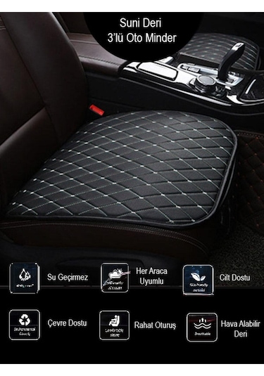 Porsche Cayenne 2018 Ve Sonrası Ön Ve Arka Takım Koltuk Minderi Siyah Deri Beyaz Dikişli