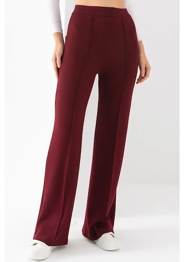 Ahves Çımalı İspanyol Paça Pantolon 1590 - Bordo Bordo
