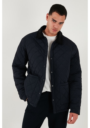 Buratti Kapitoneli Regular Fit Kadife Detaylı Erkek Mont 497Leroy Lacivert