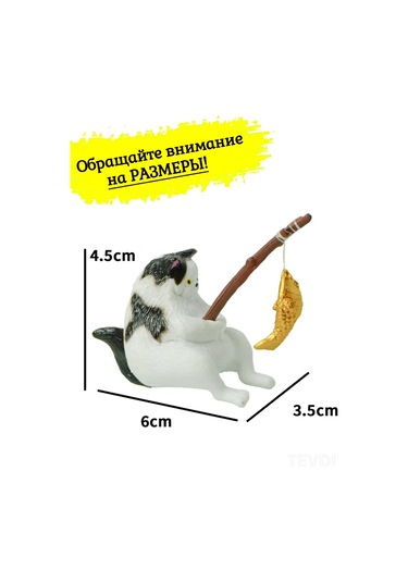 Tevdı Akvaryum Dekoru - Mutfak Balığı Ve Altın Balıklı Kedi Figürü 332775494