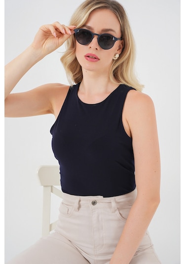 Bigdart Kadın Halter Yaka Çıtçıtlı Body 972 - Lacivert