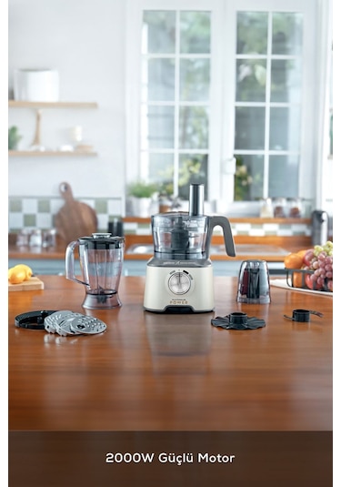 Karaca x Refika Mastermaıd Power 10 İn 1 Mutfak Robotu Swiss Cream 2000W Power 10 In 1 Gıda Haz. Set Swiss Cream