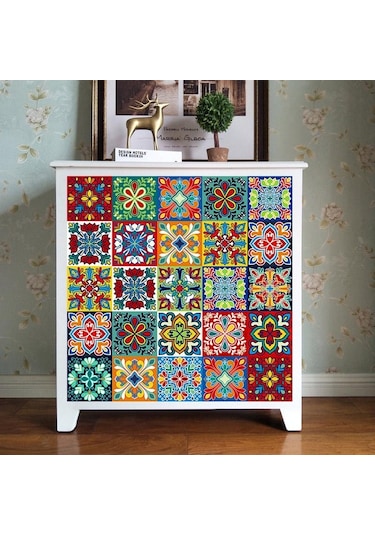 Beyaz & Kırmızı Renkli Desen Seramik Fayans Duvar Etiket Masaları Banyo Mutfak Ev Dekor Duv Su Geçirmez Duvar Sticker Dğ. 56651311 Diğer