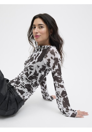 Kadin Kayik Yaka Tisört - Minna - 12280223 Black Coffee