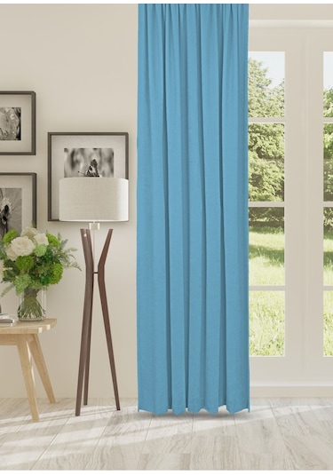 Cheap's Home Petek Dokulu Kadife Dokuma Düz Dikiş Ekstrafor Büzgü Fon Perde Turkuaz