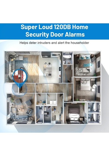 Wezone Ev Güvenliği İçin Kablosuz Pencere-kapı Alarm Sensörü, Akıllı Ev Sistemleriyle Uyumlu, 4'lü Set, Düşük Enerji Tüketimi, 120db Ses, 150m Mesafe