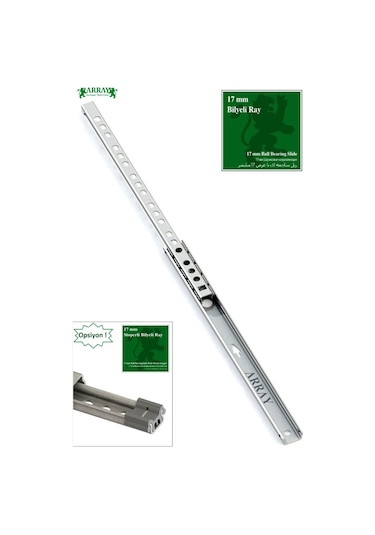 Array Teleskopik Ince Bilyalı Çekmece Rayı 17 Mm 374 Mm Alüminyum
