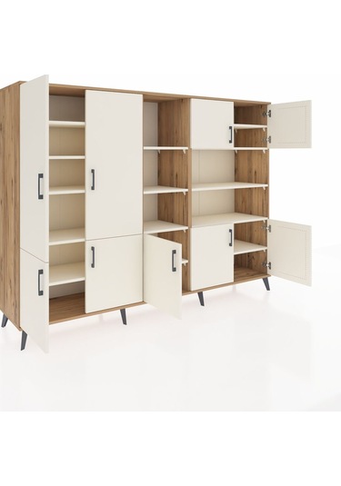 Hyperion Dolap 14 Raflı 9 Kapaklı 220x44x163 Çam-aytaşı Çam-aytaşı