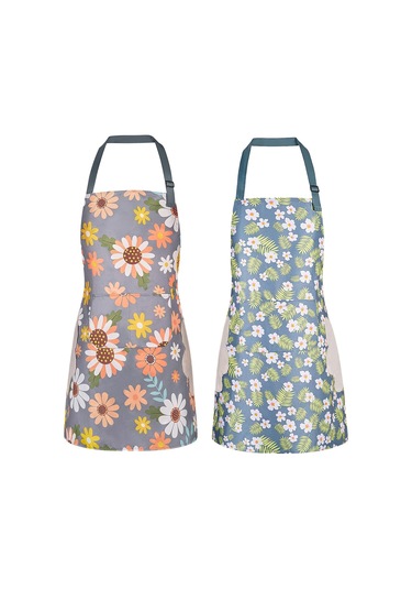 2 Paket Cepli Çiçekli Önlükler Blooming Kadın Su Geçirmez Adjusta 2'li Paket C, Diğer