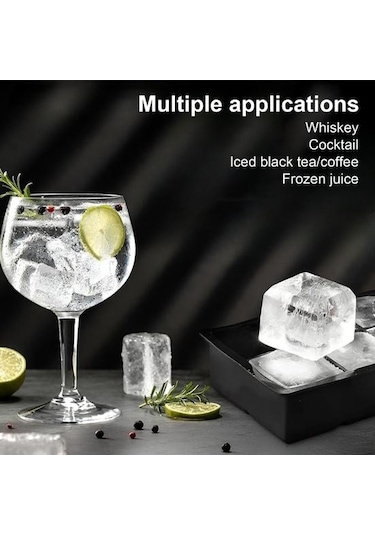 Kapaklı Büyük Kare Buz Küpü Tepsisi İstiflenebilir Yer Tasarruflu Buz Yapıcı Yeşil