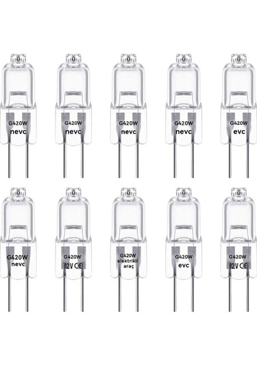 Diğer 20 Adet G4 Halojen Ampul, 20w 12v, Şeffaf Kapsül, Sıcak Beyaz Ev Aydınlatma