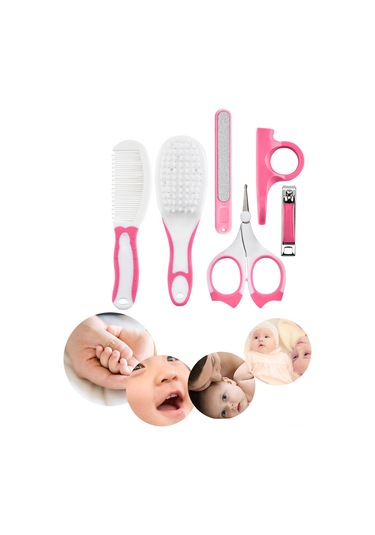Konesam Bebek Bakım Seti - 6 Parça Güvenli Tırnak Makası Ve Tarak Takımı Pembe