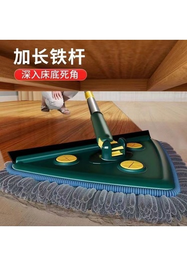 Ximistore9 Ev Temizliği İçin El Yıkamadan Kullanıma Hazır Üçgen Mop Cam Ve Zemin Temizleyici Yeşil Ultra İnce Lif 1 Güçlendirilmiş Çubuk + 1 Lif Bezi