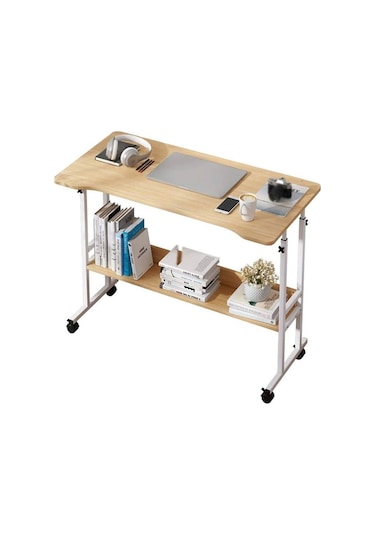 Yükseklik Ayarlı Çalışma Masası - Atlantik Çam 3 Frenli Tekerli Atlantik Çam